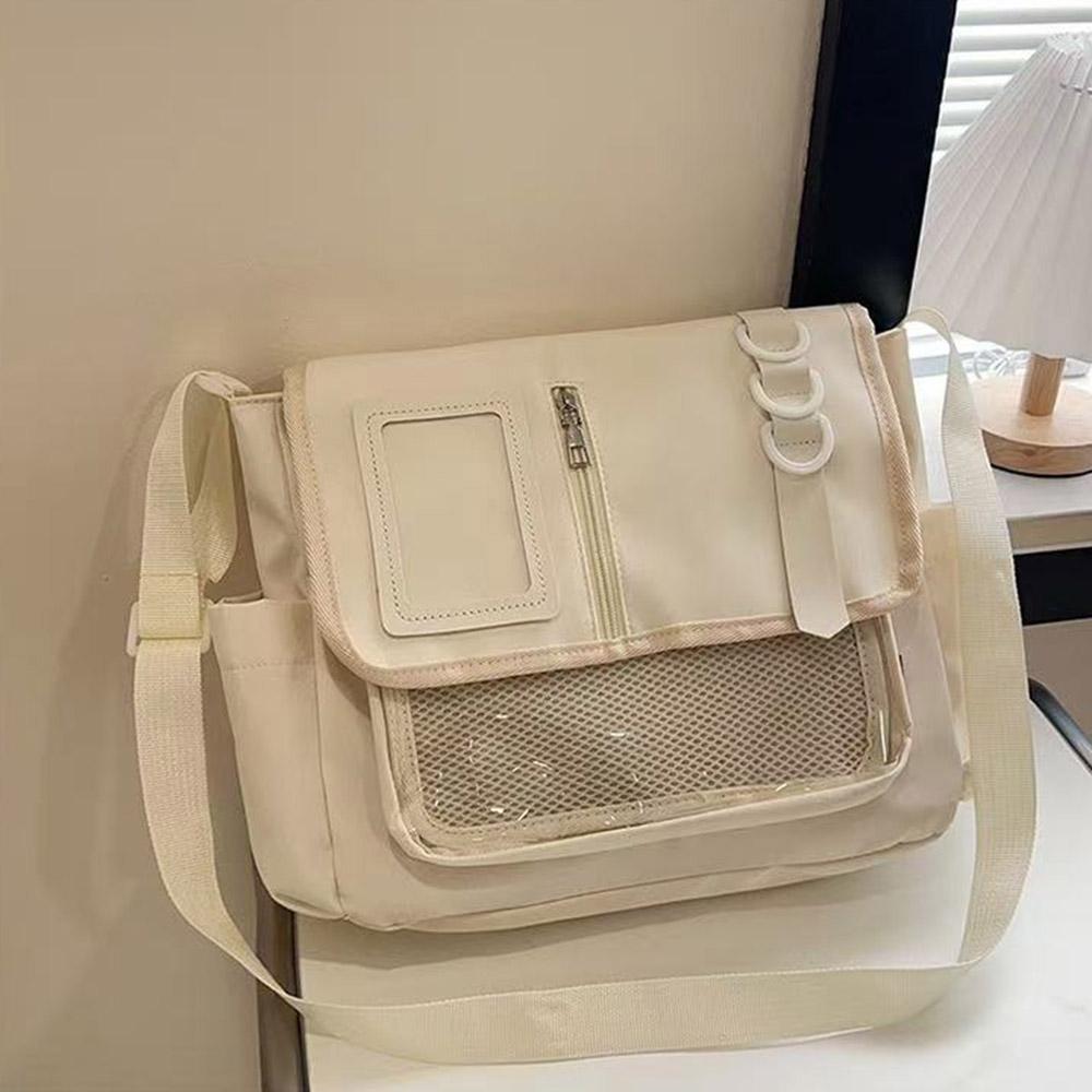 

Japanese Harajuku Large Capacity Transparent Crossbody Bag Y2K Korean Style Girls School Bags DIY Badges Display Plate Itabag білий