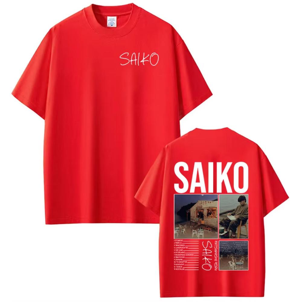 Rapper SAIKO Natsukashii Yoru Album 2025 T-shirt Men's Women Cotton Oversized T-shirts Hip Hop Retro Short Sleeve Print T Shirts