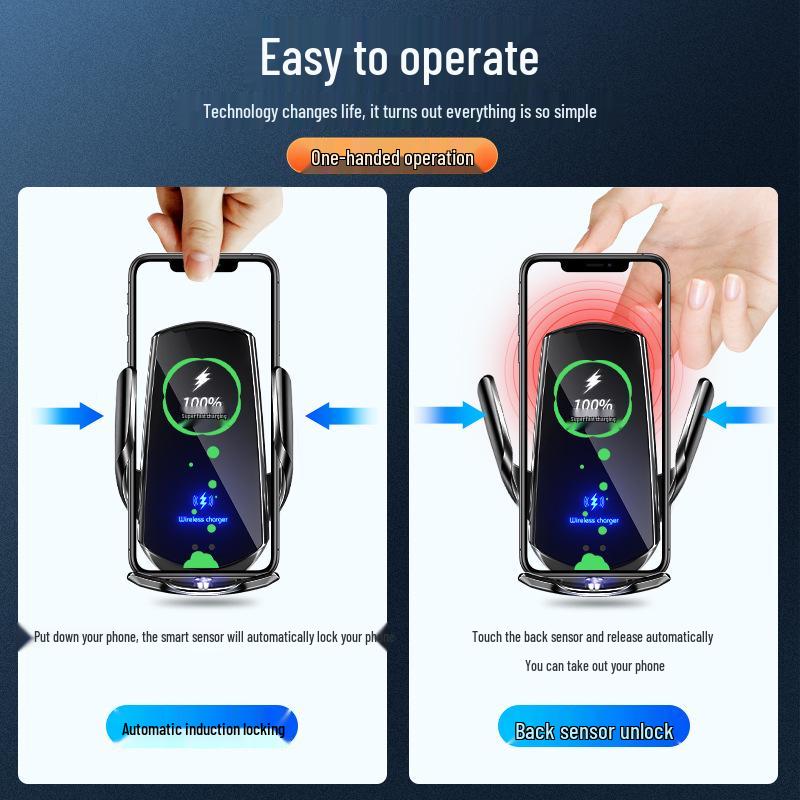 Magic Clip Q3 Wireless Charging Car Phone Holder with Electric Auto-Grip - Black