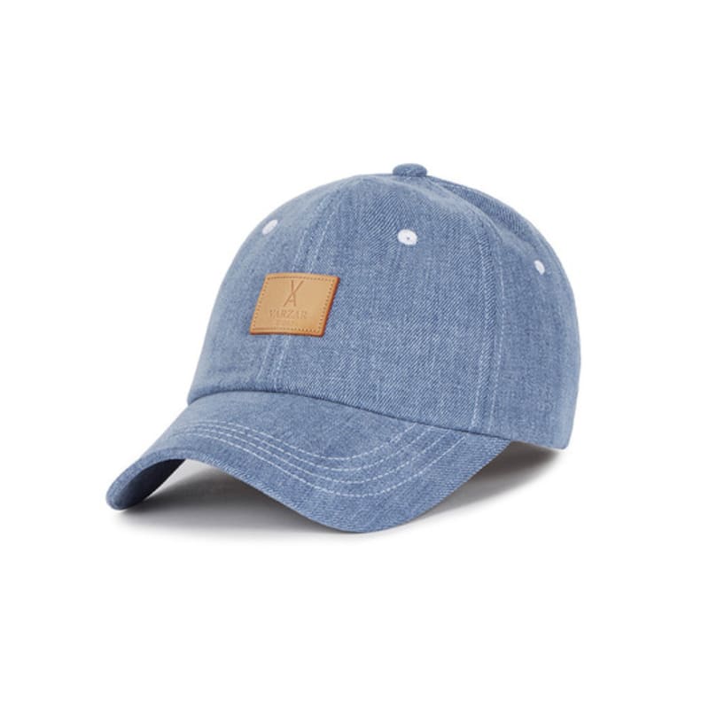 VARZAR VA Square Denim Label Ball Cap Light Blue