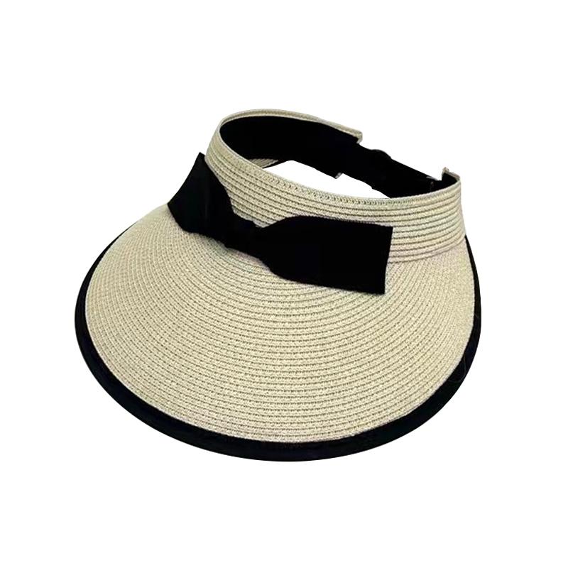 Bow Empty Top Straw Hat Women Summer Travel Shade Cap Outdoor Sun Protection Top Sun Hat Women