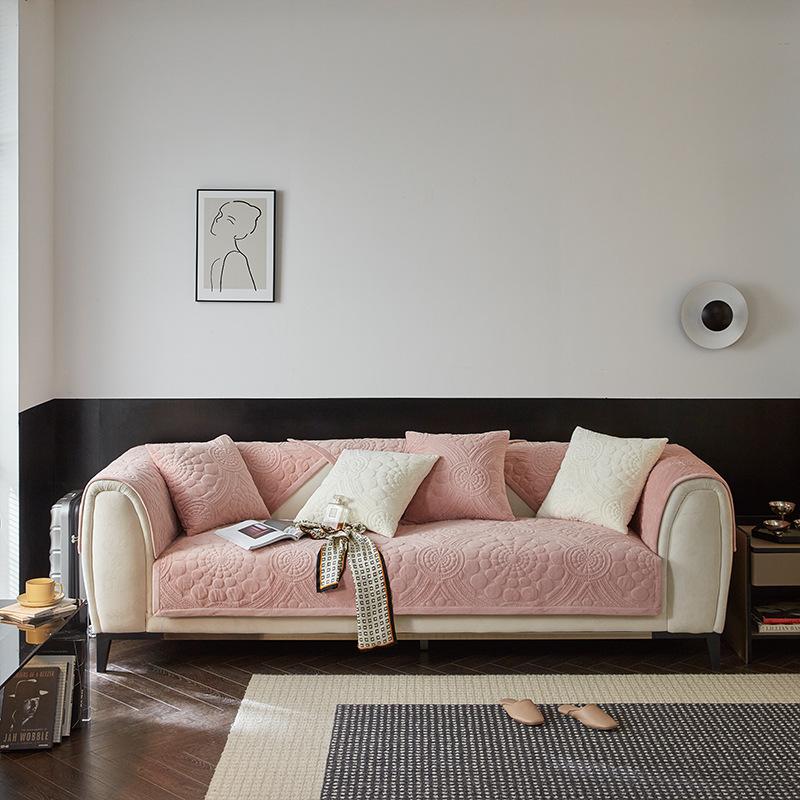 Modern Household Plush Anti Slip Seat Cushions Seasonal Universal Cover Backrest Towel Winter Minimalist Leather Sofa Full Coverage Fabric