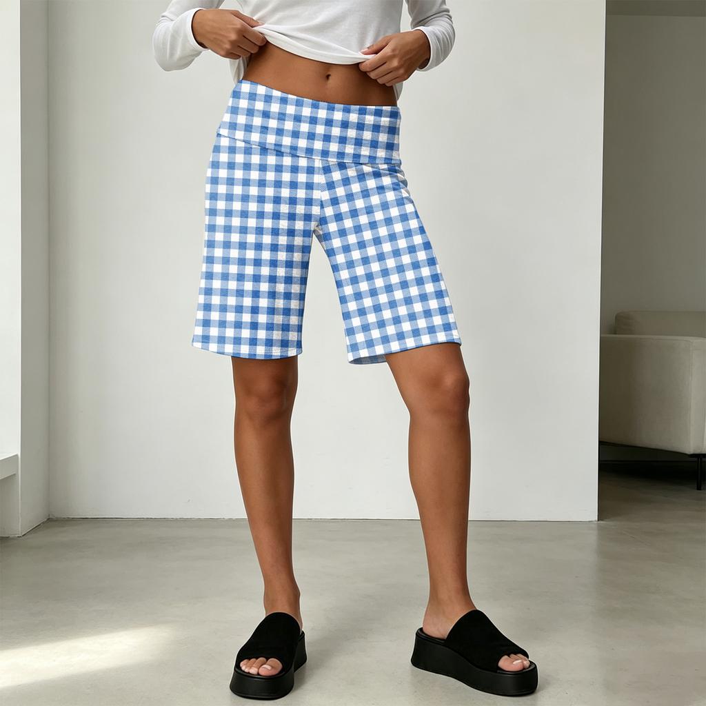 Damen High Waist Weite Beine Shorts Sommer Lässig Lockerer Schnitt Print Leichtes Bequemes Design für Urlaub