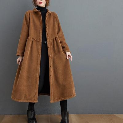 Autunno più velluto manica lunga grandi dimensioni vestito da donna velluto a coste cappotto caldo casual