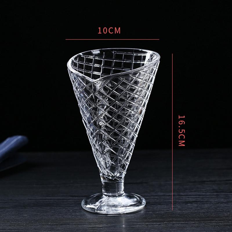 

220ml Cocktail Glass Goblet Ice Cream Cup Grid Pattern Thickened Glass Large Capacity Luxury Gifts Transparent Beverage Cup