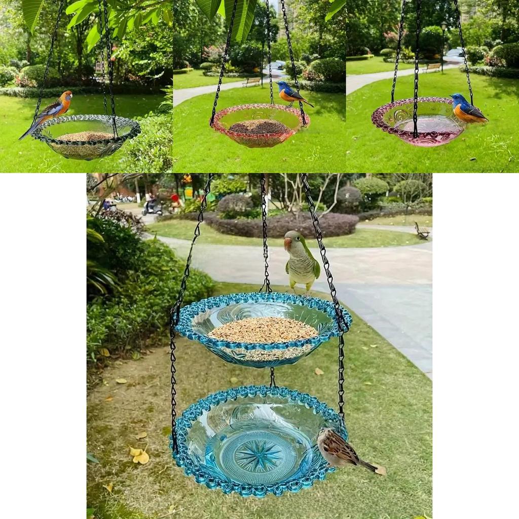 Bird Feeder And Bird Bath Hanging Decor With Automatic Feed System For Garden And Balcony