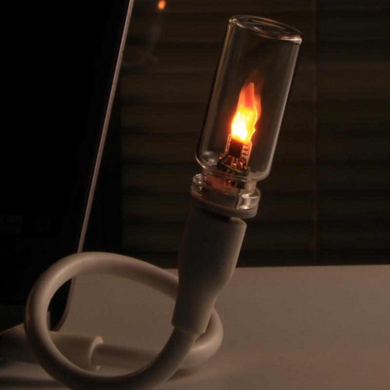 USB Powered Flame Flickering LED Candle Night Light Frosted Glass Cover for Bedroom Bedside Mood Lighting