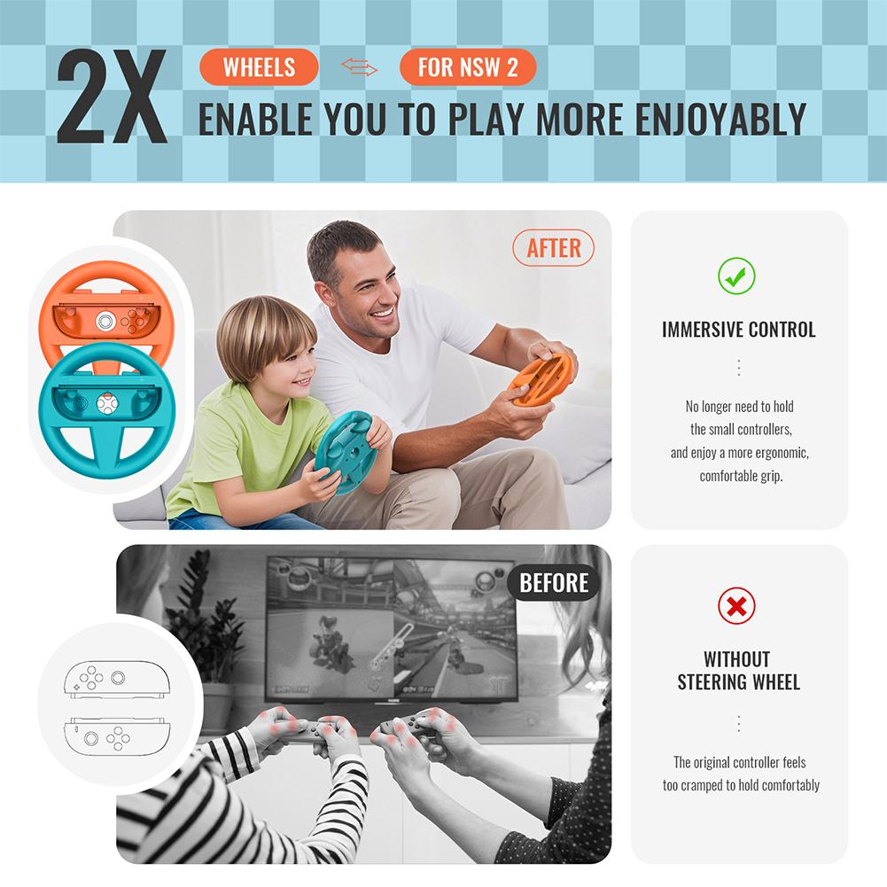 2Pcs/Set Hand Grips for NS Switch 2 Left and Right Controller Racing Steering Wheels Handle Stand Holder for Switch 2 Joy Con