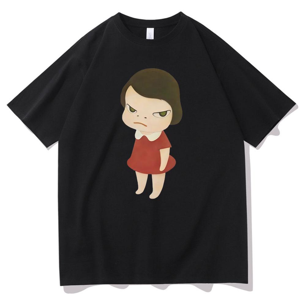 Yoshitomo Nara Red Dress Girl Graphic Print Tshirt Men Women Fashion Cartoon Harajuku Tshirts Male Cute Funny Oversized T Shirt