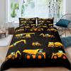 Excavator King Queen Duvet Cover Cartoon Construction Truck Bedding Set for Kids Boys Girls Tractor 2/3pcs Polyester Quilt Cover