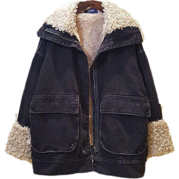 Women's Plus Size Fleece-Lined Denim Jacket - Autumn/Winter 2024 Trend