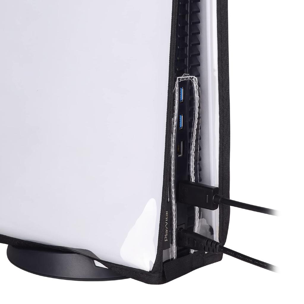 Husa de praf transparentă pentru PlayVital ps5 Husa de praf impermeabilă pentru husa ps5 poate fi aplicată la versiunea digitală și versiunea disc Consolă neagră,