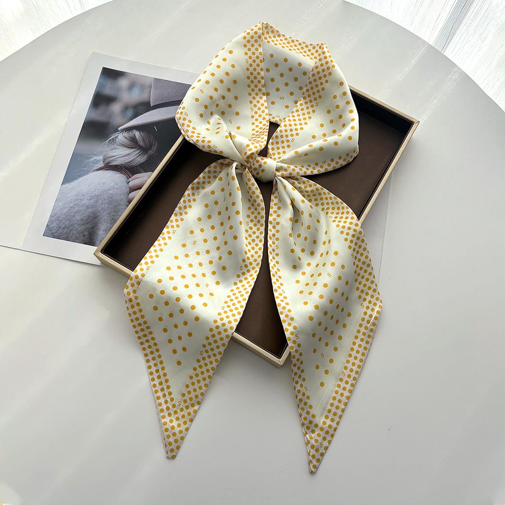Polka Dot Print Skinny Scarf For Women Luxury Hair Band Soft Stain Silk Ribbon Tie Neck Bag Scarf Fashion Wrist Belt Neckerchief