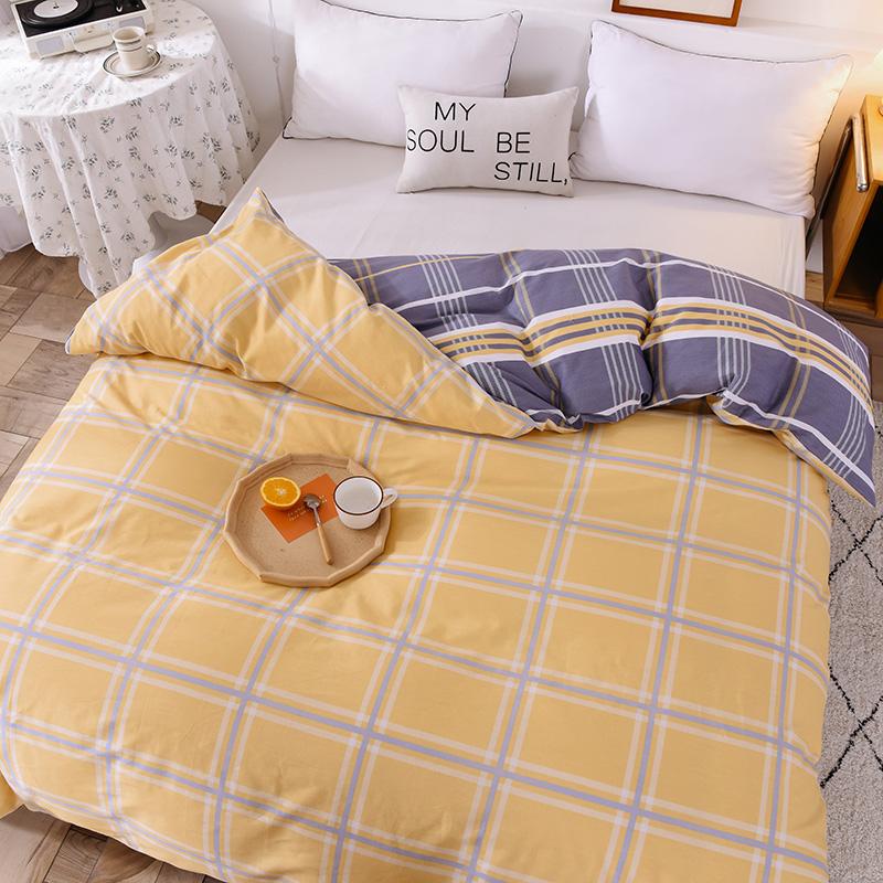 

1Pc Geometric Plaid Style Duvet Cover 100% Cotton Skin-friendly Soft Comforter Cover Queen King Size Bedding Bedroom Decor 160x210cm Single 1Pc