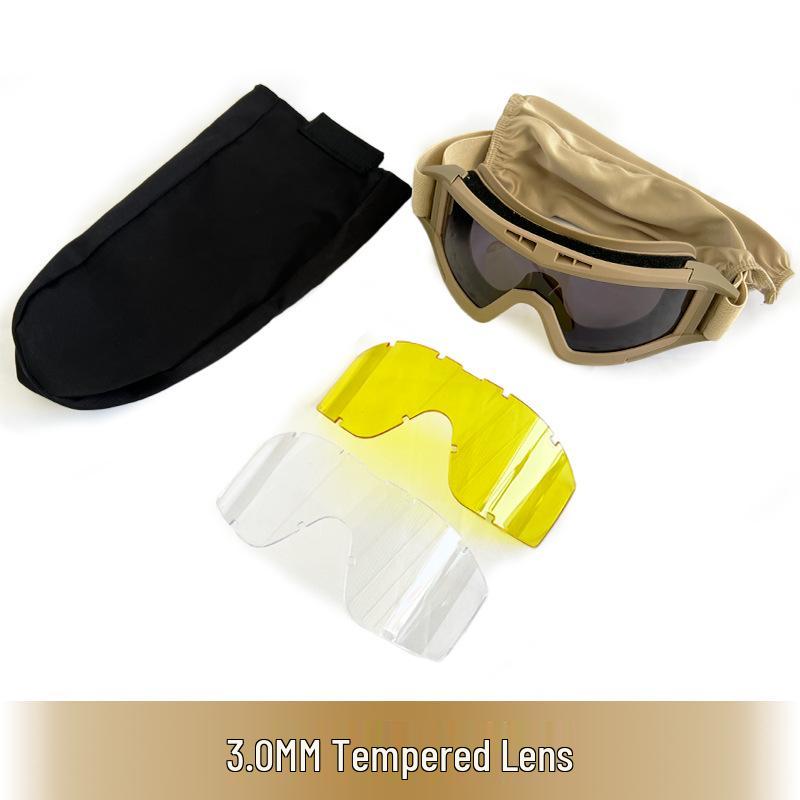 Impact-Resistant Tactical Combat Goggles - Windproof & Sandproof Shooting Glasses for Outdoor Use