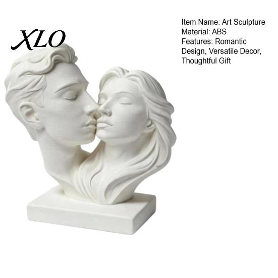 Modern Romantic Statue 3D Printed Couple Hugging Kissing Statue, Minimalist Art Sculpture Bedroom Decorative Accents for Desk Shelf, Home Decor