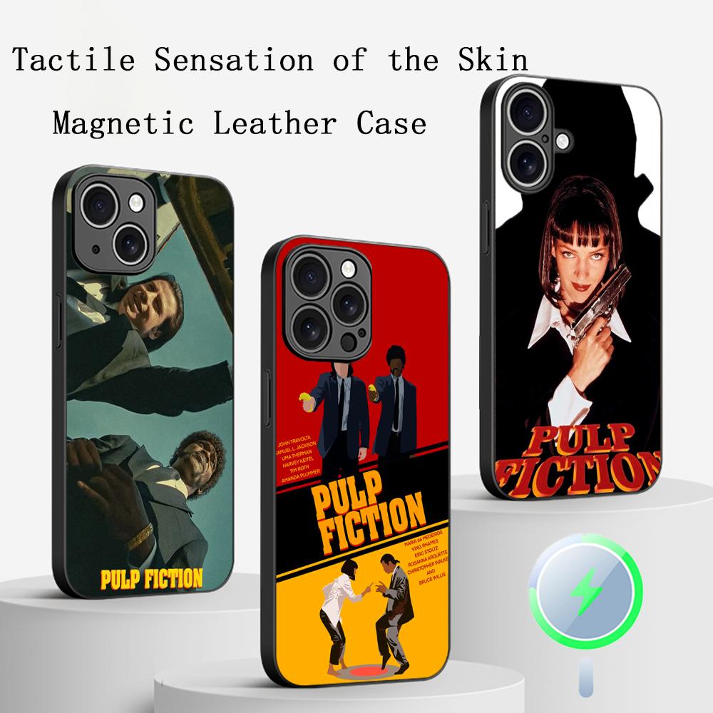 Classic Movies Pulp Fictions Poster Phone Case For iPhone 16 15 14 13 12 11 Plus Pro Max High-end Luxury Magsafe Sheepskin