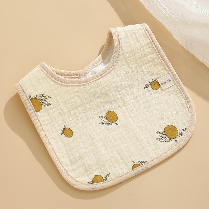 Baby Saliva Towel Class A Four-Layer Crepe Cartoon Snap-Button Bib Baby Triangle Scarf Newborn Bib