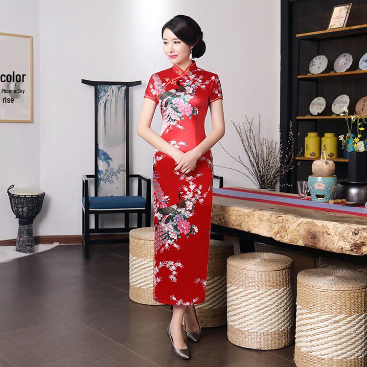 Plus Size Retro Long Cheongsam Dress - Chinese Style, Old Shanghai