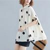 Black Vintage Polka Dot Print Blouse Women Lapel Short Sleeve Loose Casual Shirt Fashion Summer Clothes
