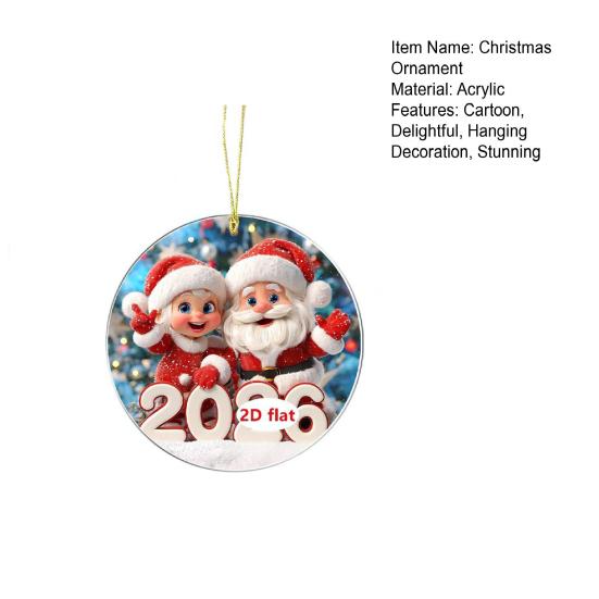 Christmas Ornament Cartoon Santa Claus Snowman Reindeer 2D Acrylic Christmas