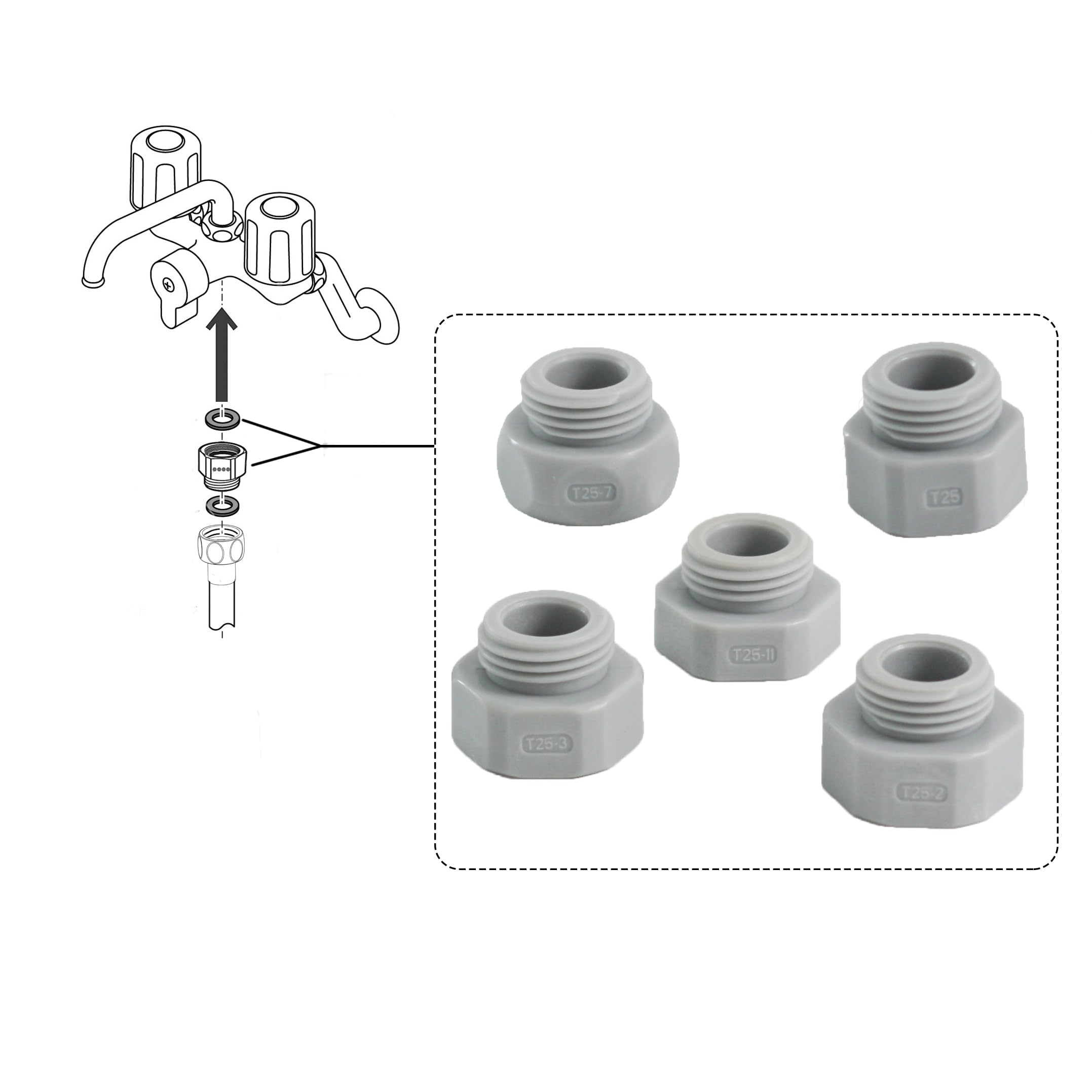 

Mythtrail Адаптер для душевого шланга Смеситель Переходник для душевого шланга с прокладкой Серый с G1/2 (Совместимые смесители)