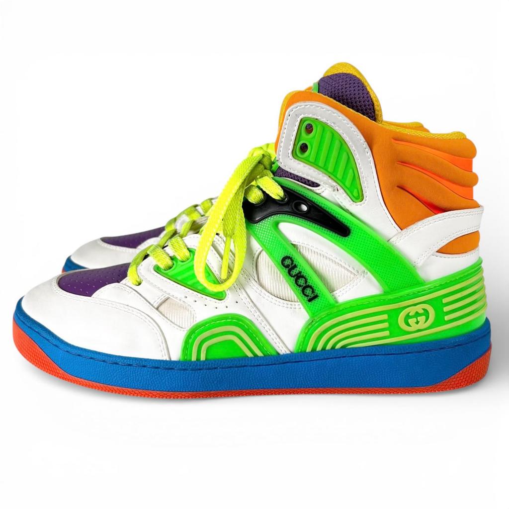 Pristine GUCCI High Cut Sneakers BASKET Vintage Processing Multicolor 37 661310 Used