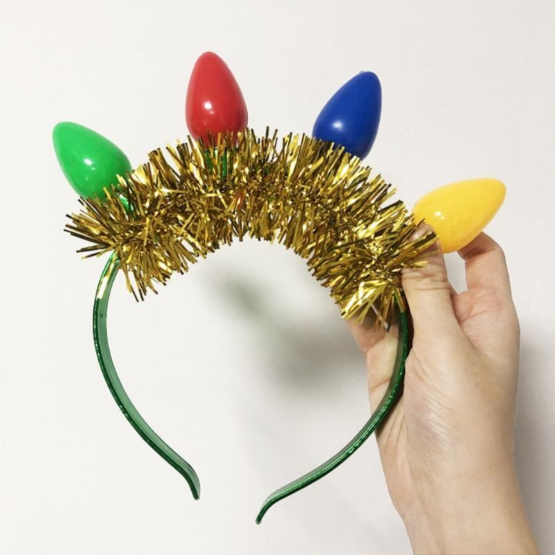 Weihnachts-LED-Glühbirnen-Stirnband Leuchtet im Dunkeln Partyzubehör Leuchtende Kopfbedeckung Haarschmuck für Frauen Mädchen