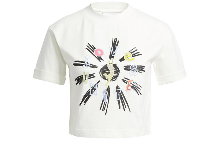 Adidas Originals T Shirts Women s Ecru Crew Neck Moderate H43969 38