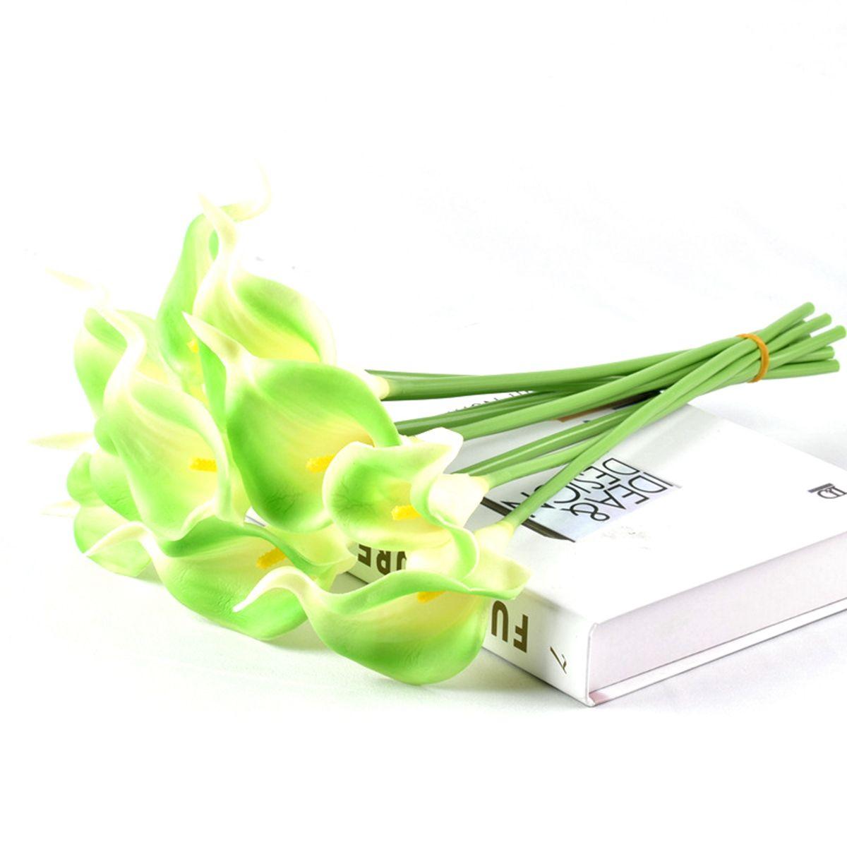 

Restaurant DIY Elegant Wedding Real Touch Silk Plants Bouquet Artificial Calla Lilies Fake Flowers зелений