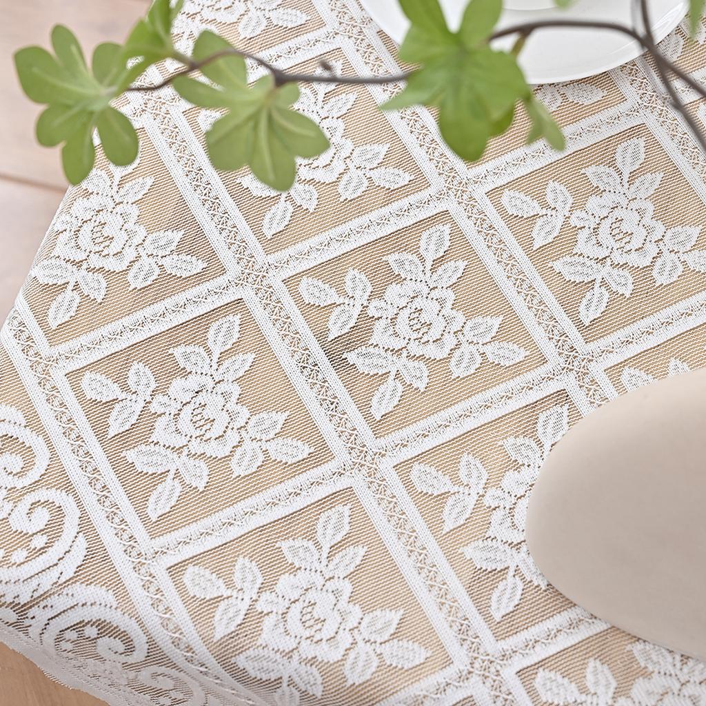 One Antique Embroidered Lace Tablecloth Solid Color Elegant Flower Cut Process Polyester Square Tablecloth100% Polyester