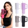 Leopard Print 40oz Ice Buster Stainless Steel Thermos Cup with Handle & Straw for Car