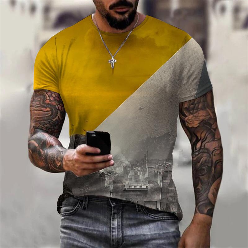 

Аниме Мужская футболка с 3D цифровой печатью Топ с круглым вырезом Уличная футболка с коротким рукавом 3D 6XL