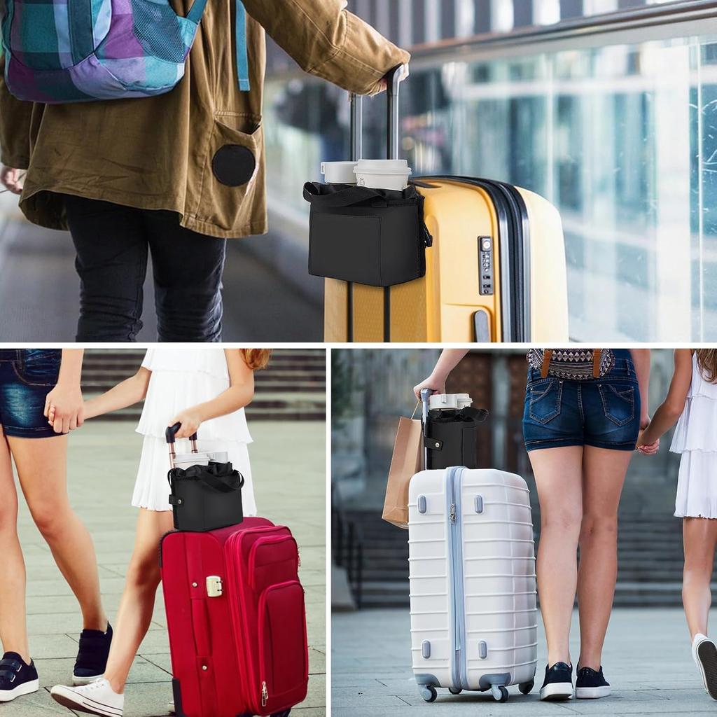 Multifunctional Luggage Travel Cup Holder For Suitcases Free Hand Drink Caddy Fits Suitcase Handles, Also, As An Automotive And Stroller Cup Holder,
