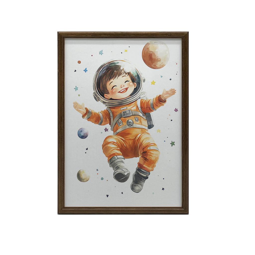 Plakat Mały Kosmonauta Plakat Mały Kosmonauta, 70X100 Cm, Rama Drewniana Ciemny Brąz, Papier Matowy 230 Gsm