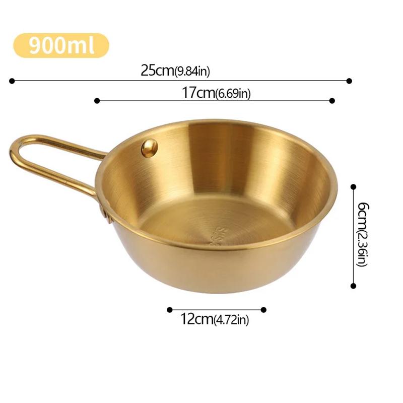 Stainless Steel Korean Style Multipurpose with Handle Bowl Cuisine Fruit Salad Bowl Induction Cooker Heatable