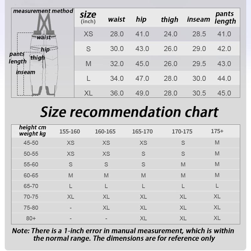 New Ski Pants Women's Outdoor Strap Warm Double Board Windproof Waterproof Winter Leisure Sports Loose Large Pocket Snow Pants