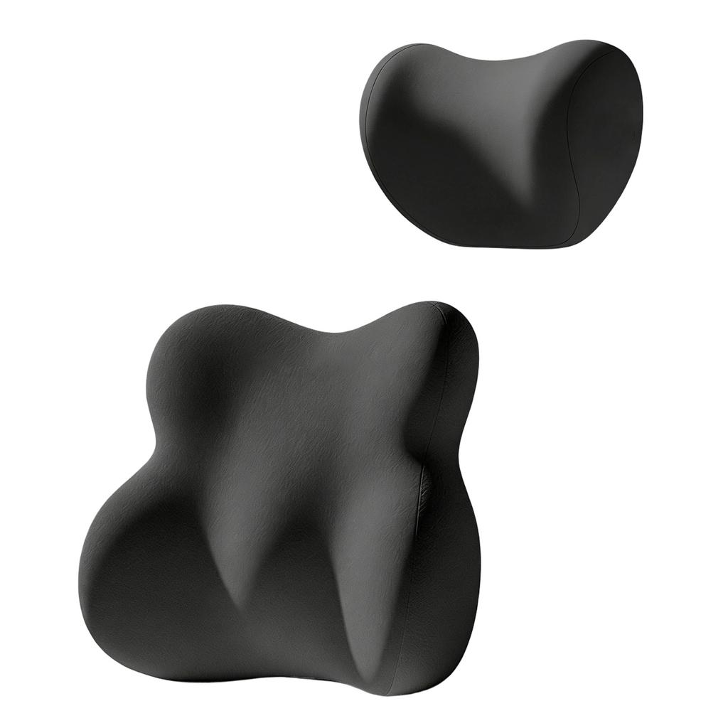 Car Neck Pillow and Lumbar Support Set Memory Foam Cushion for Vehicle Seat Backrest and Waist Support Adjustable Strap Design for Comfortable Driving