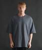 PHERMENON Super Oversized Plain Short Sleeve T-Shirt - Blue Gray