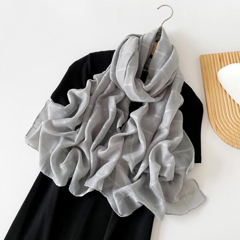 Solid Color Scarf for Women  European and American Headscarf  Spring and Summer Black Medium-length Scarf  Long Shawl