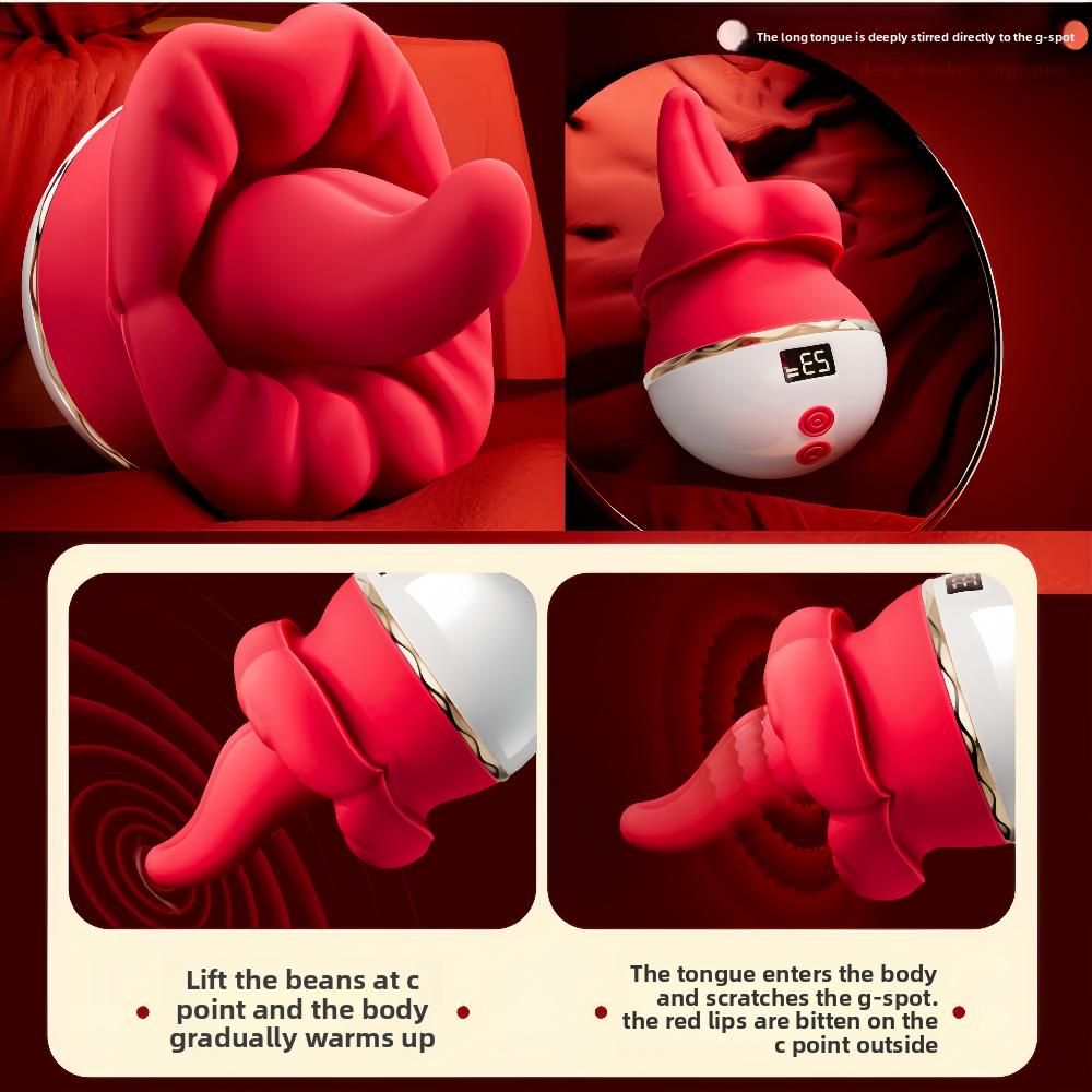 4-in-1 New Tongue-Licking Clitoral Nipple Vibrator Anal G-Spot Massager Female Oral Sex Stimulation Orgasm Masturbator Adult Toy