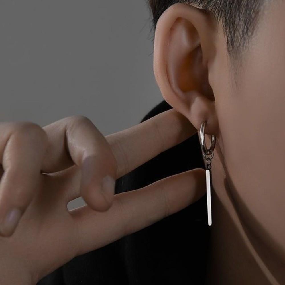 1pairs No Ear Piercing Square Stick Pendant Earrings Tassel Earrings  For Women and Men