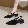 Fashion Hot Selling 2025 New High Quality Leather Strap Heel Women's Retro Mary Jane Shoes Black Metal Buckle Pump Fashion Women's Shoes