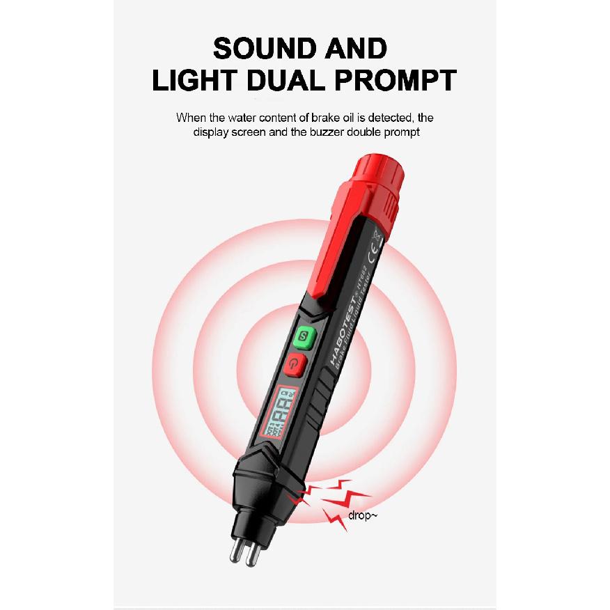 HT662 Brake Fluid Liquid Oil Tester with Sound and Light Alarm Analyzer Meter for DOT3/DOT4/DOT5.1 Brake Fluid Content Detector