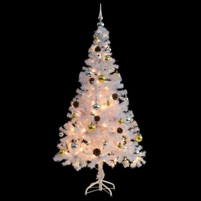 VidaXL Arbre de Noël Artificiel Pré-éclairé avec Boules, Sapin de Noël avec LED, Décoration de Vacances, Ornement de Fête 321502