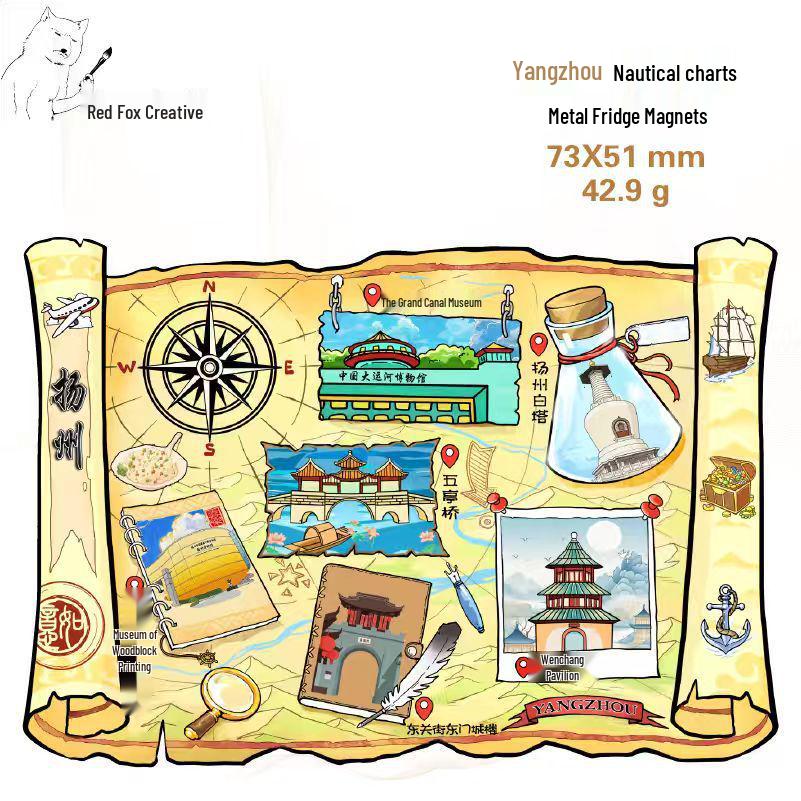 Nanjing and Suzhou Wooden Magnet: Cultural Travel Souvenir Decorative Sticker