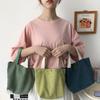 Preppy Design Colored Bag with Makeup Bag Corduroy Bento Bag Women Bag Cute Kawaii Handbags