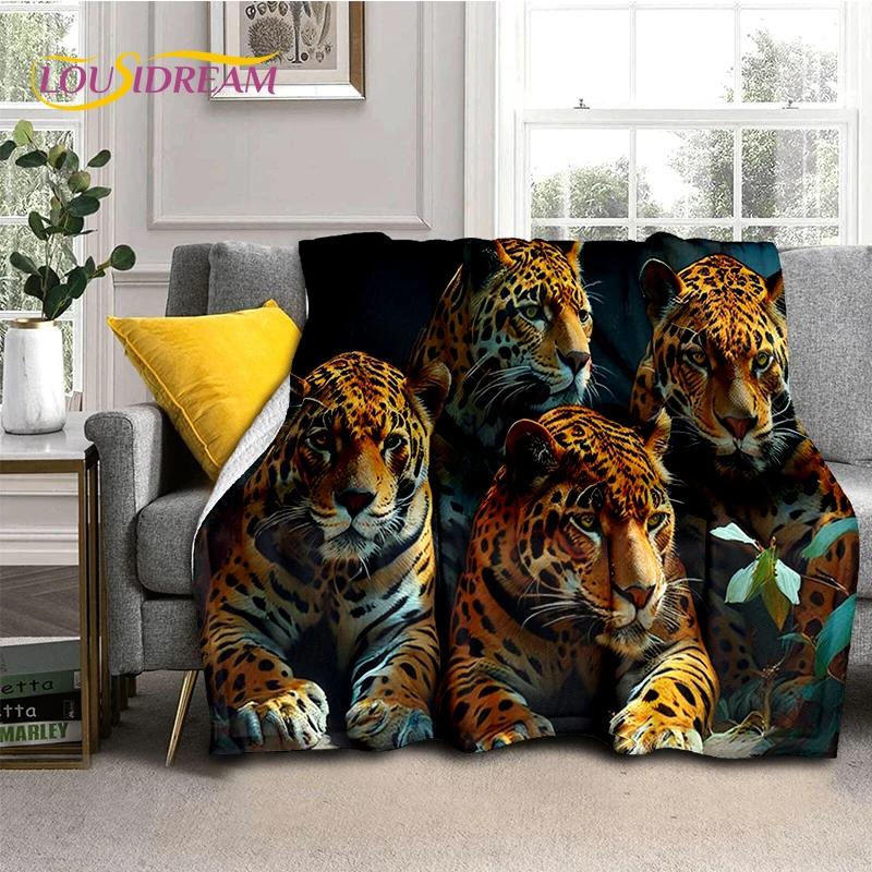 Wilde Tiger-Löwe-Leopard-Tier-Wildtier-Cartoon-Decke, weiche Überwurfdecke für Zuhause, Schlafzimmer, Bett, Sofa, Picknick, Büro