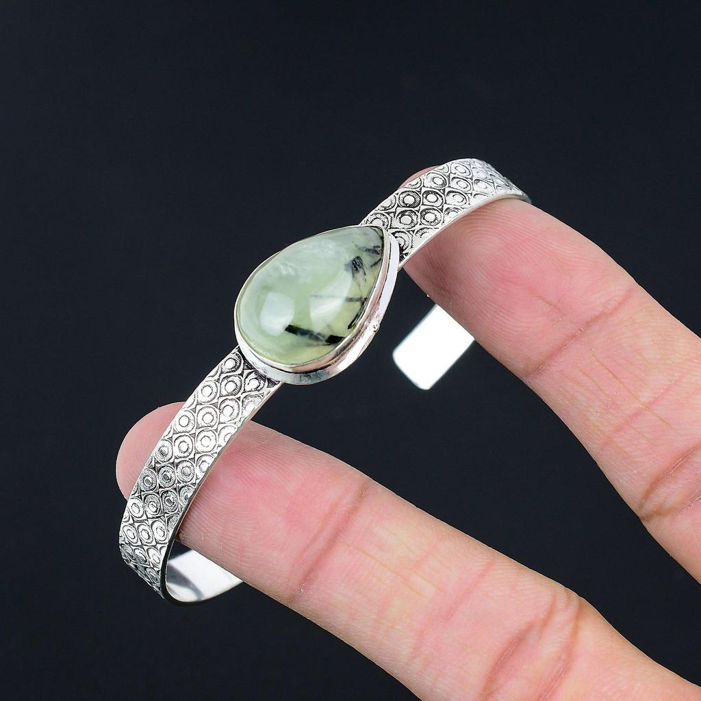 Mothers Day Deal 925 Silver Moss Moss Prehnite Gemstone Birthday Bangle Bracelet
