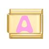 Vintage Y2K Pink 26 English Letters Gold Color Italian Charm Links Fit 9MM Bracelet Stainless Steel Making DIY Christmas Gifts